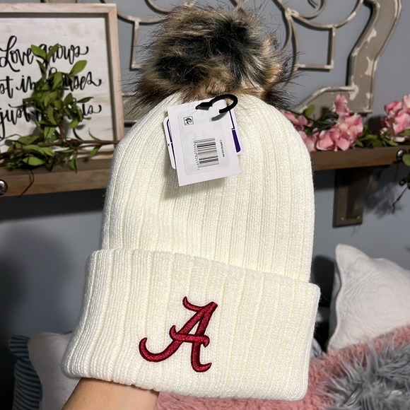 University of Alabama Beanie Off White Cream Winter Hat Acrylic Cap Womens - Picture 3 of 7